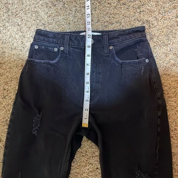 Abercrombie & Fitch Curve Love The Mom High Rise Distressed Jeans Black 24/00R - Picture 12 of 13